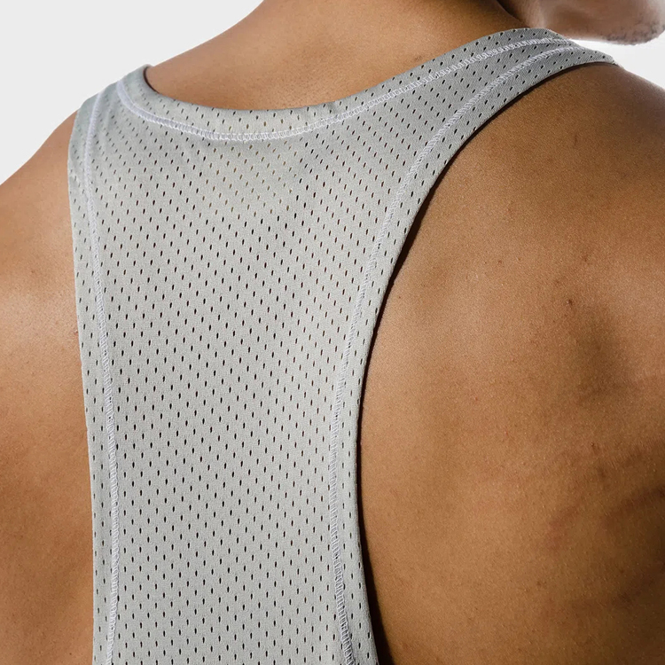 Factory Price Mesh Back Custom Logo Muscle Stringer Racer Back Men Gym Tank Tops detail pictures