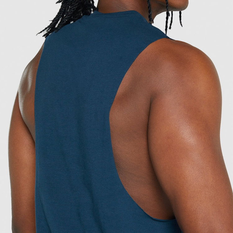 Wholesale High Quality Raw Deep Armhole Cotton Workout Gym Tank Tops For Men detail pictures