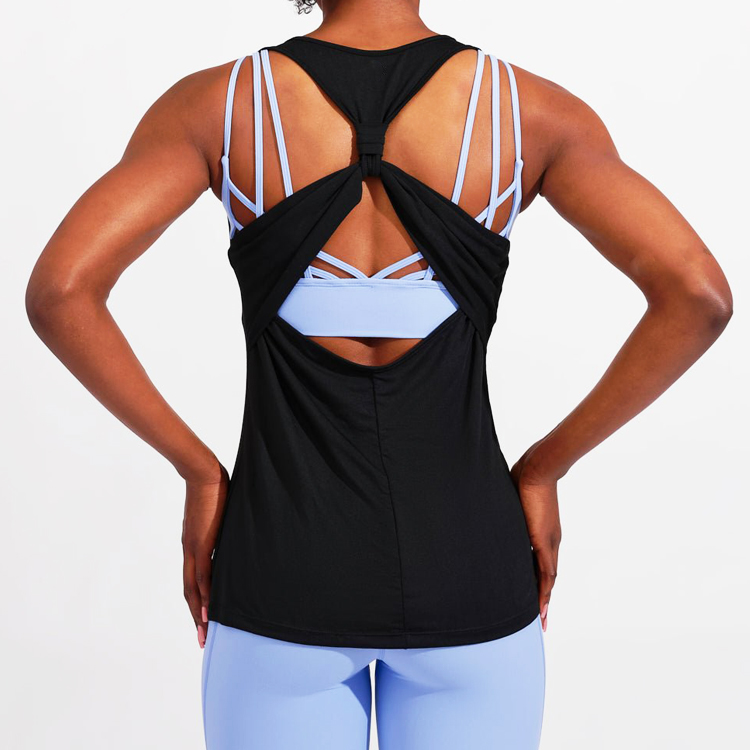 Factory Price Quick Dry Sexy Knot Back Custom Gym Tops Women Plain Sports Tank Top detail pictures