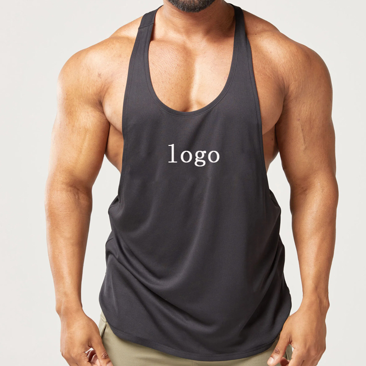 Factory Price Quick Dry Mesh Fabric Custom Plain Gym Singlet Muscle Tank Top Men detail pictures