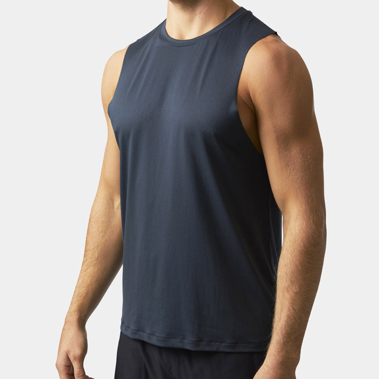 High Quality Cool Dry Cuff Off Arm Hole Custom Sports Fitness Tank Top For Men detail pictures