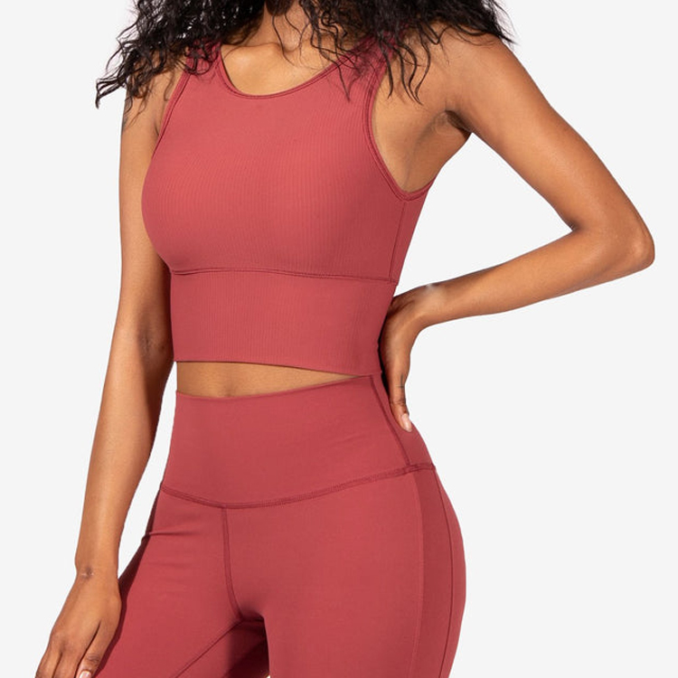 Wholesale Sexy Back V Neck Custom Crop Yoga Sports Ribbed Tank Top For Women