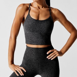 Europe style for Girl Gym Wear -
 Wholesale Sports Fitness Wear Ladies Slim Racer Back Women Blank Marl Grey Crop Gym Tank Top – AIKA