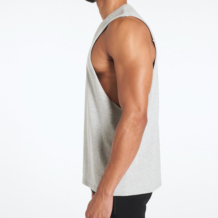 New Arrival Custom Printed Men Muscle Gym Workout Cut Off Cotton Tank Top detail pictures