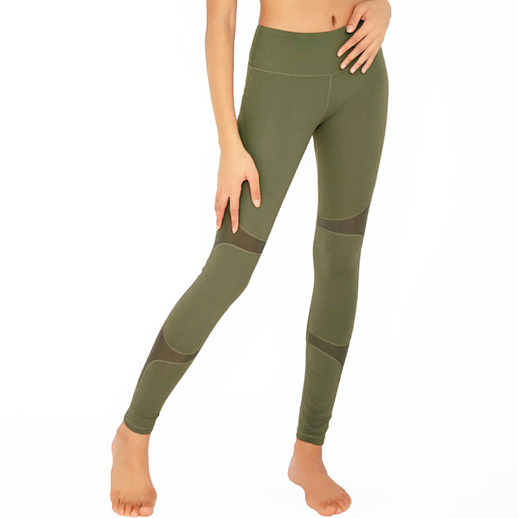 High Waist Mesh Panel Custom Compression Gym Tights Yoga Pants Leggings For Women