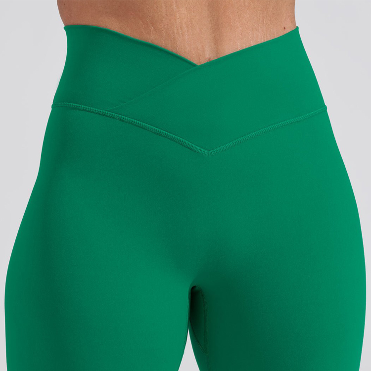 Wholesale Four Way Stretch High Rise Gym Tights V Cut Waist Yoga Leggings For Women detail pictures