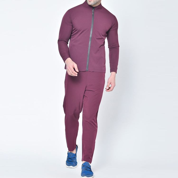 Wholesale Lightweight Custom Running Athletic Full Zip Up Gym Nylon Tracksuit Set For Men detail pictures