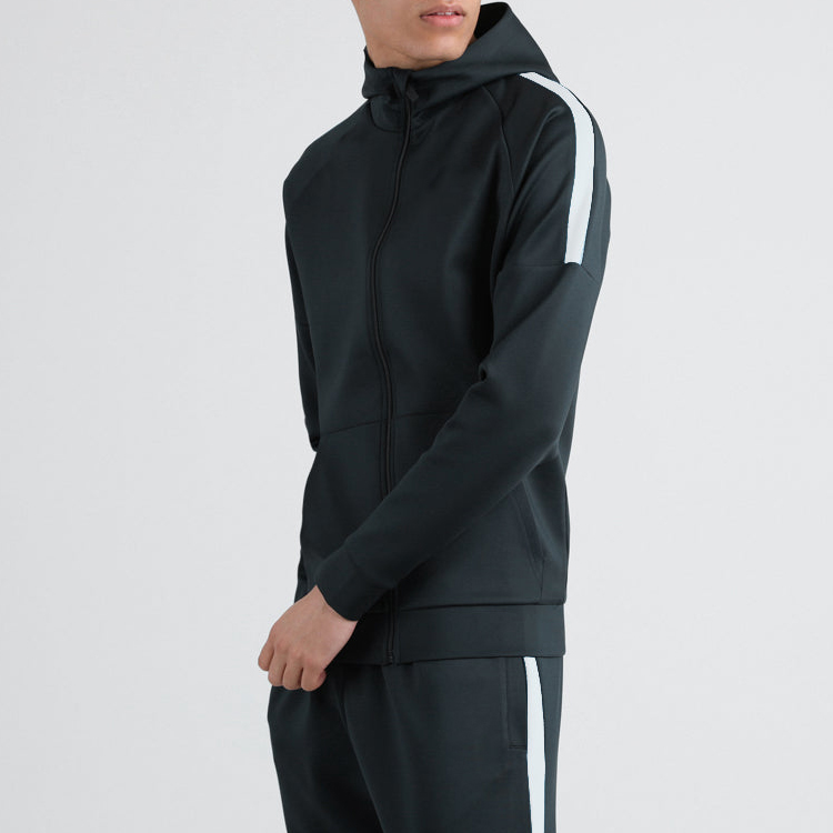 China Manufacturer Custom Logo Men Slim Fit Full Zipper Gym Jogging Tracksuit Sets detail pictures
