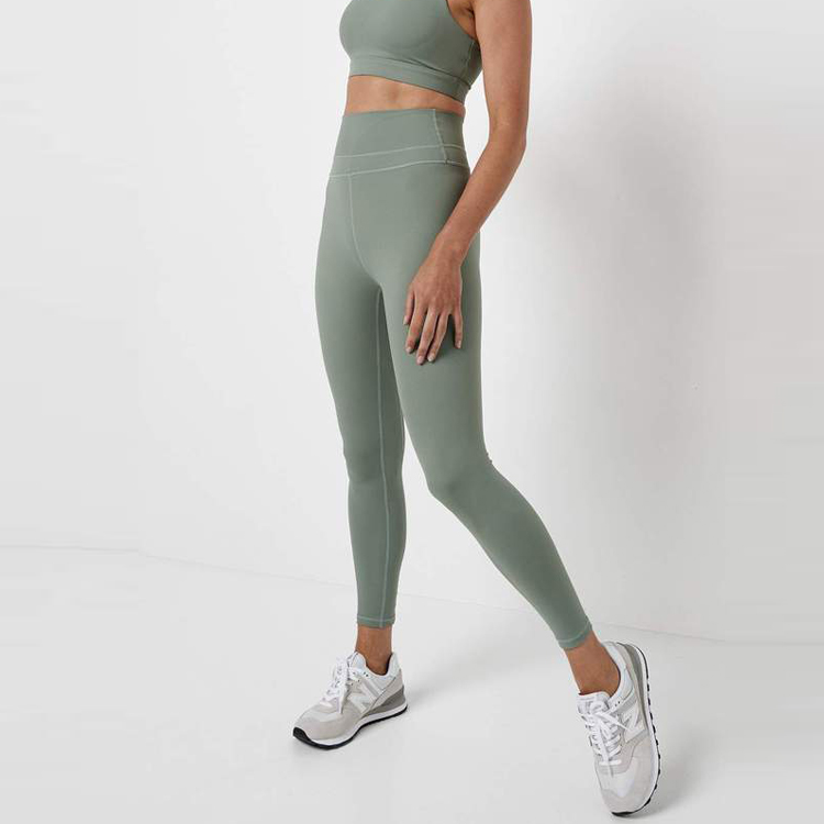 Custom High Waist Polyester Spandex Fitness Workout Yoga Leggings For Women detail pictures