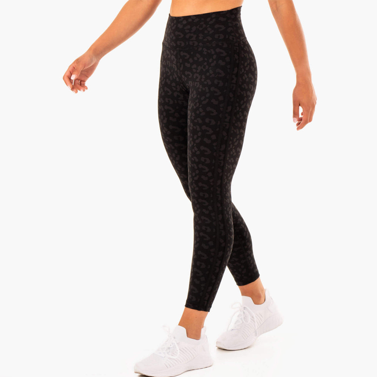 China Manufacture Leopard Printing High Waist Scrunch Gym Tights Yoga Leggings For Women detail pictures