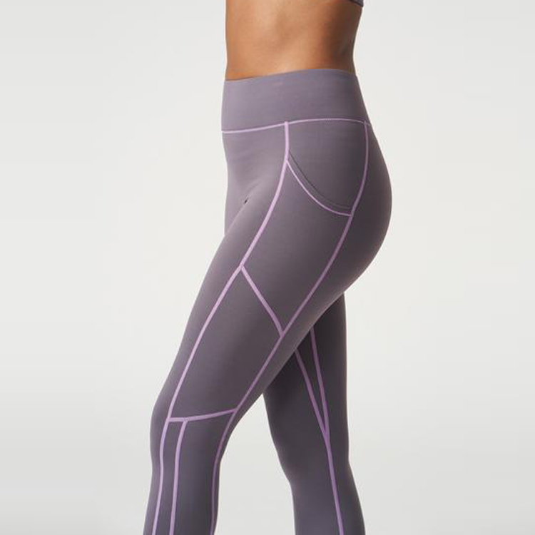 High Waist Workout Contrast Stitching Yoga Fitness Leggings With Pockets For Women detail pictures