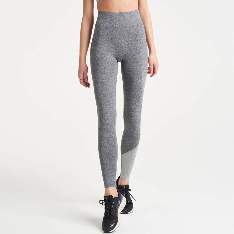 Wholesale Color Block High Waist Women Workout Yoga Pants Leggings Without Front Seam detail pictures