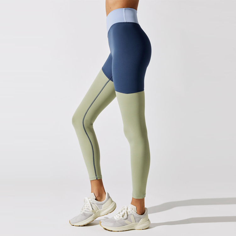High Waist Color Block Splice Women V Waist Sports Fitness Leggings Yoga Tights detail pictures