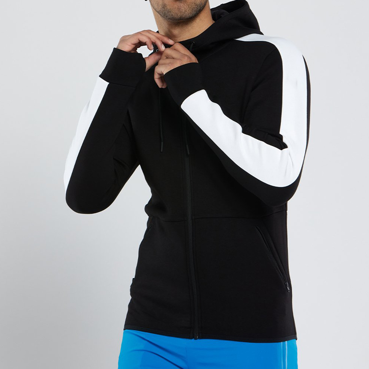 Gym Fitness Workout Wear Wholesale Color Block Blank Cotton Polyester Hoodies Custom Embroidery logo For Men