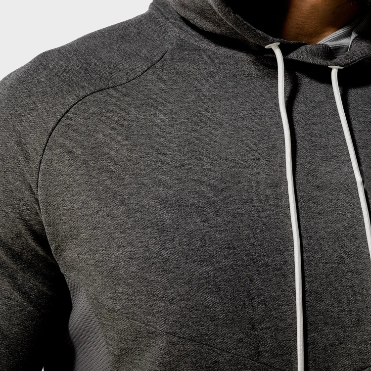 OEM French Terry Cotton Zipper Bottom And Pocket Men Slim Fit Workout Pullover Hoodies detail pictures