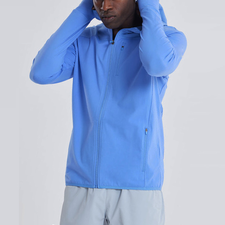 Hot Sell Soft Cotton  Embroidery Logo Full Zip Up Slim Fit Workout Hoodies For Men