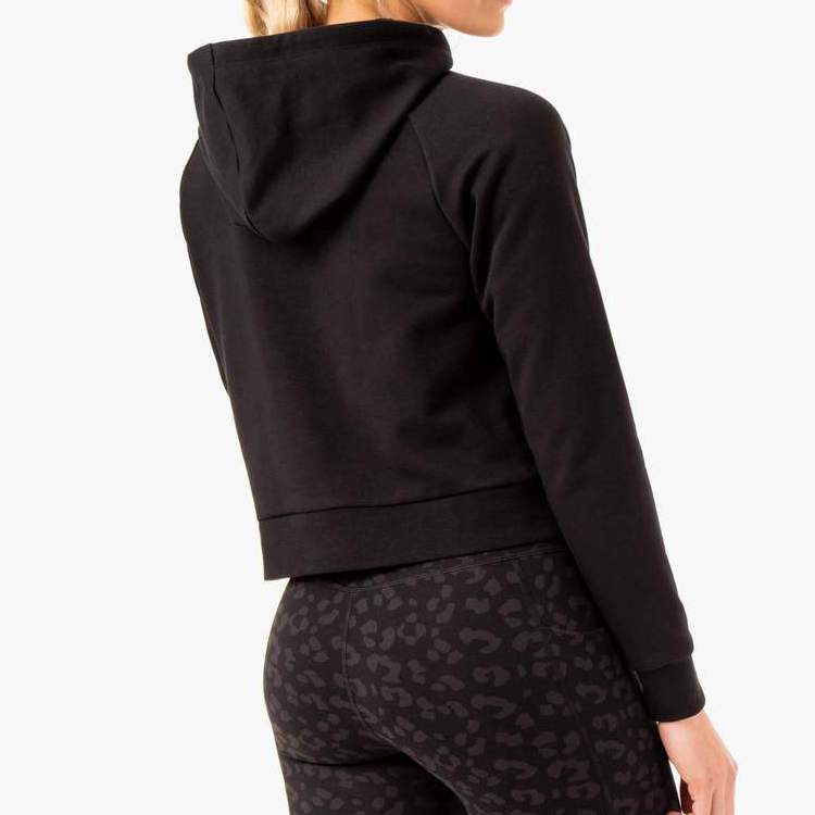 Top Sell Gym Active Custom Workout Soft Cotton Plain Crop Blank Hoodie For Women detail pictures