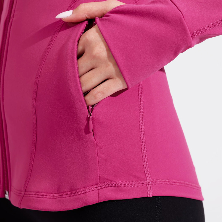 Wholesale Back Hollow Out Custom Slim Fit Full Zipper Workout Gym Jacket For Women detail pictures