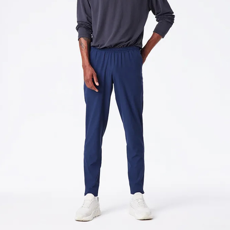 High Quality 100%Polyester Elastic Waist Men Track Sports Jogger Pants With Zipper Bottom detail pictures