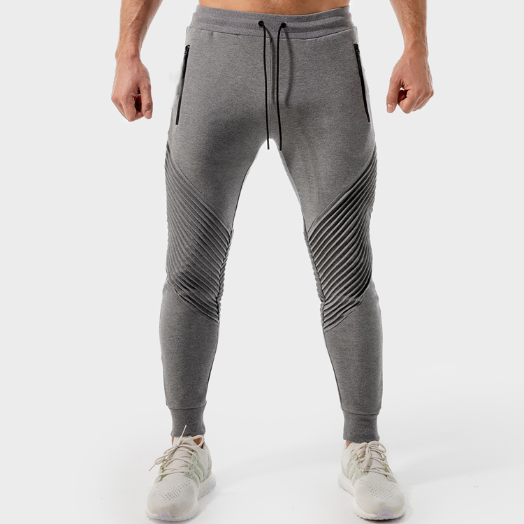 New Design Statement Ribbed Slim Fit Zipper Pocket Joggers Men Custom Athletic Sweat Pants