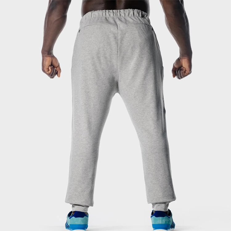 Wholesale Breathable Drawstring Waist Men Cotton Gym Jogger Pants With Zipper Pocket detail pictures