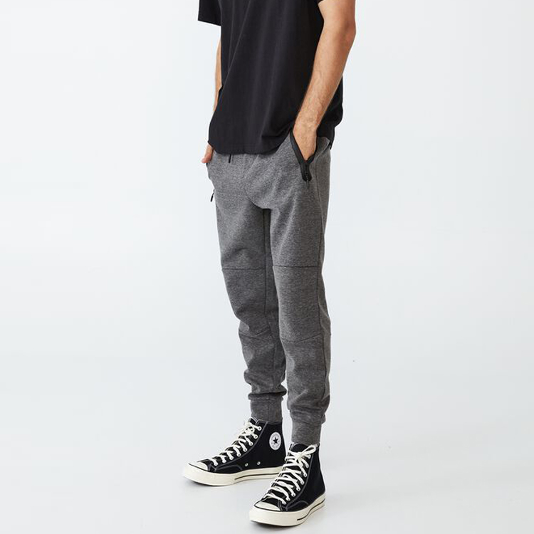 Custom Embroidery Logo Tech Track Pants Mens Sweat Jogger Pants With Zipper Pocket detail pictures