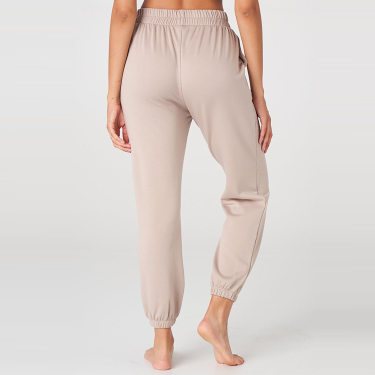 Skinny Cotton Spandex Custom Logo Sweat Pants Elastic Waist Joggers For Women detail pictures