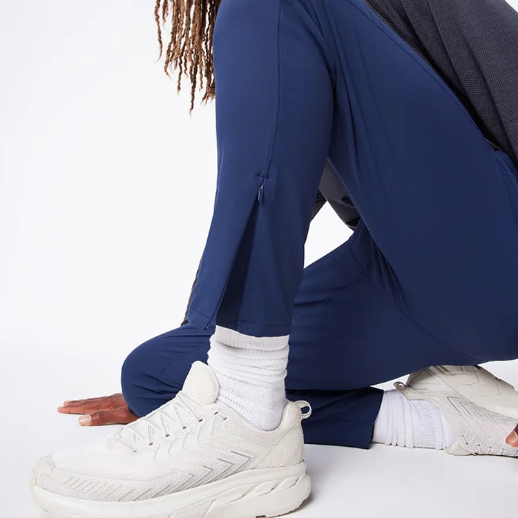 High Quality 100%Polyester Elastic Waist Men Track Sports Jogger Pants With Zipper Bottom detail pictures