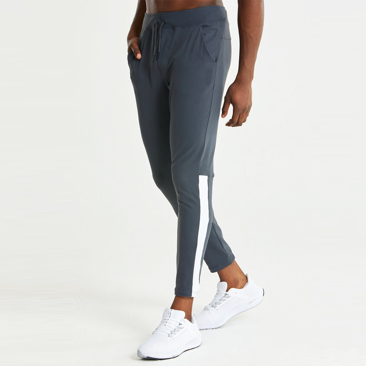 Wholesale Drawstring Waist Contrast Calf Workout Sports Sweat Jogger Pants For Men detail pictures