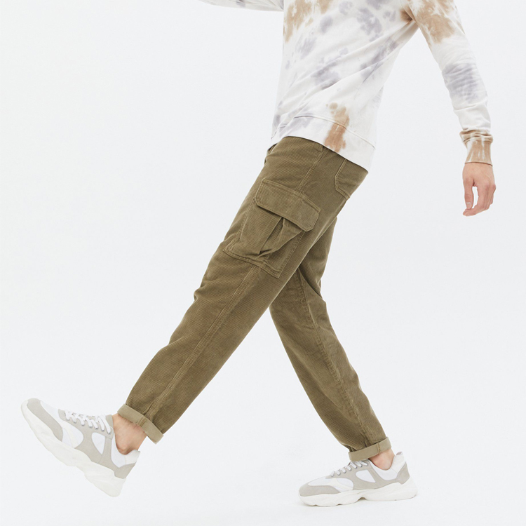 New Trendy Winter Drawstring Waist Velvet Workout Cargo Pants For Men Streetwear detail pictures