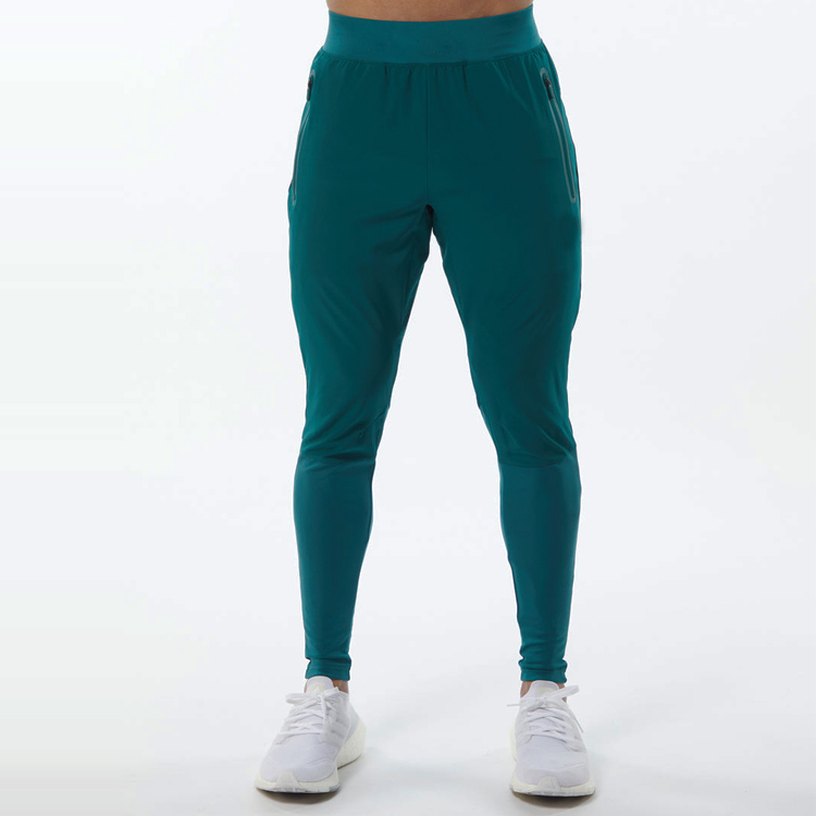 Four Way Stretch Polyester Spandex Men Slim Fit Track Jogger Pants With Zipper Pocket detail pictures