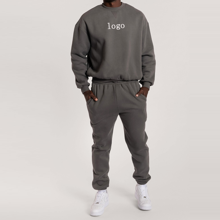 Top sell Gym Anti-Pilling 60 Cotton 40 Polyester Slim Fit Custom Jogger Tracksuit Set For Men detail pictures