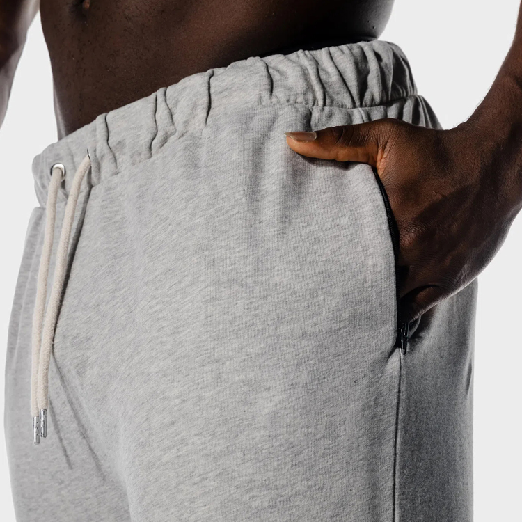 Wholesale Breathable Drawstring Waist Men Cotton Gym Jogger Pants With Zipper Pocket detail pictures