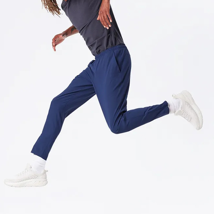 High Quality 100%Polyester Elastic Waist Men Track Sports Jogger Pants With Zipper Bottom detail pictures
