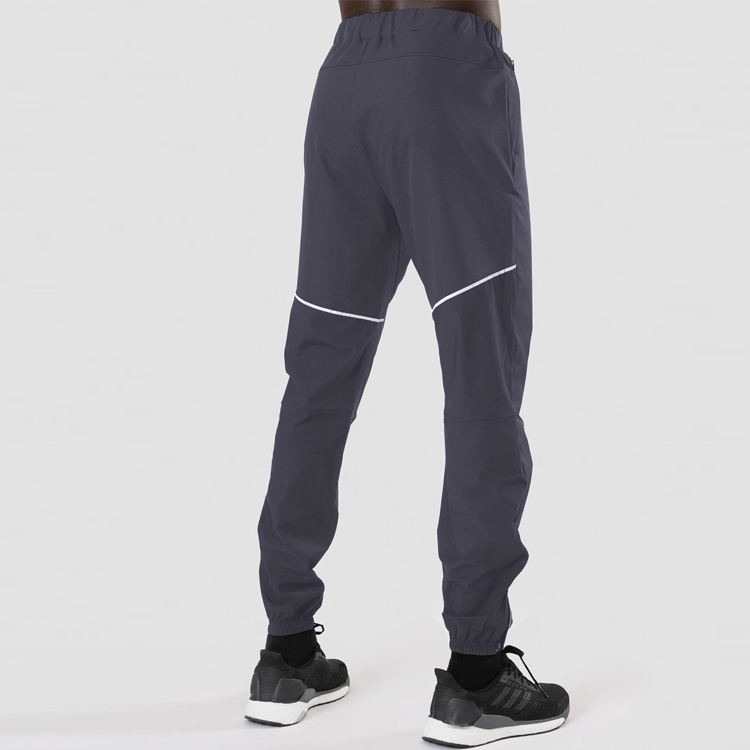 High Quality Nylon Slim Fit Track Pants Custom Men Sports Jogger Pants With Zipper Bottom detail pictures