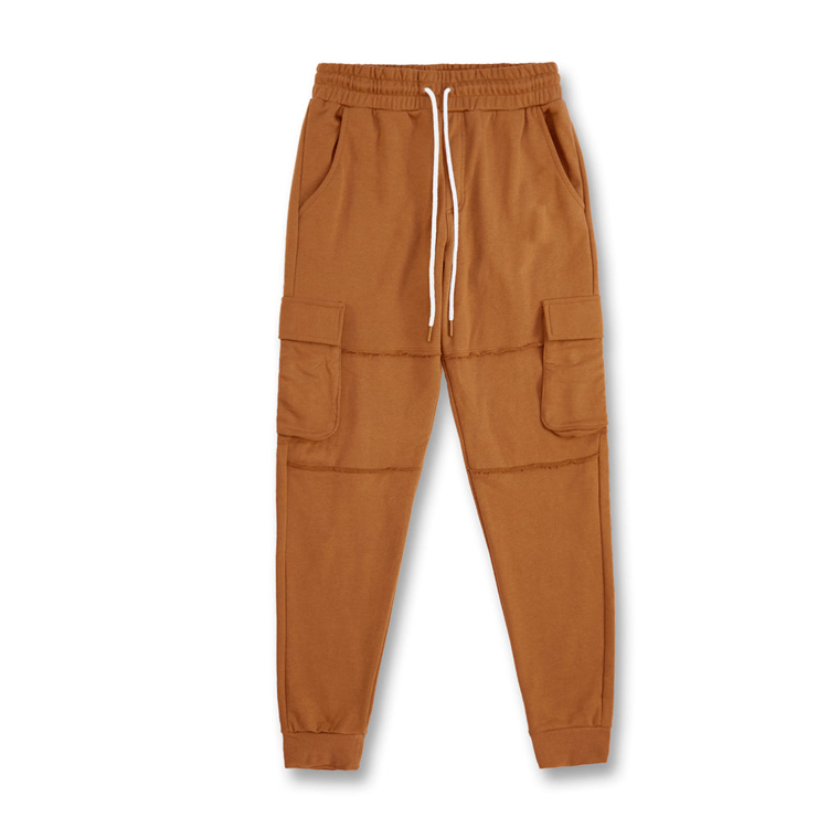 Wholesale Customized Drawstring Waits Tapered Fit Joggers Men Cargo Pocket Sweatpants detail pictures