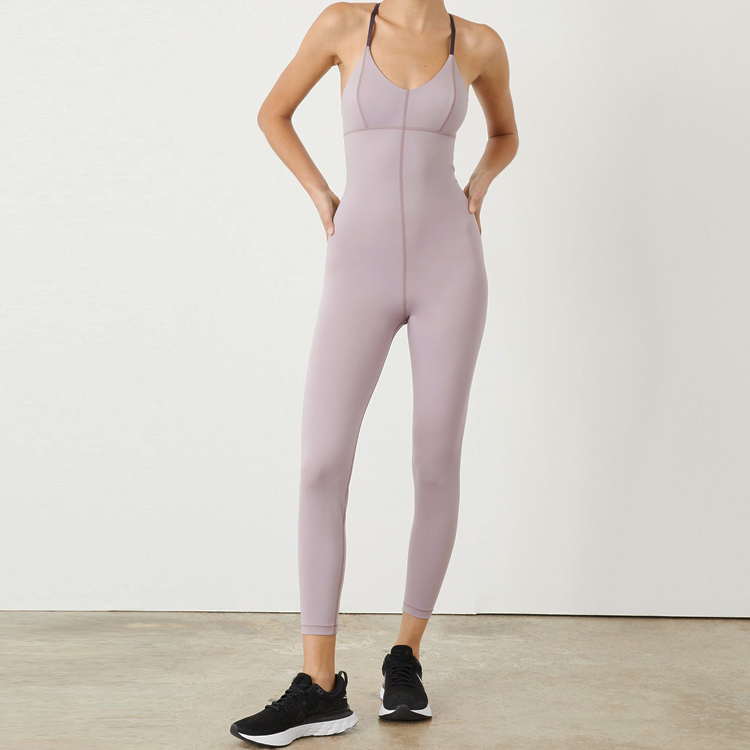 Fashion Style Hollow Back Ladies One Piece Bodysuit Sexy Fitness Jumpsuits For Women detail pictures