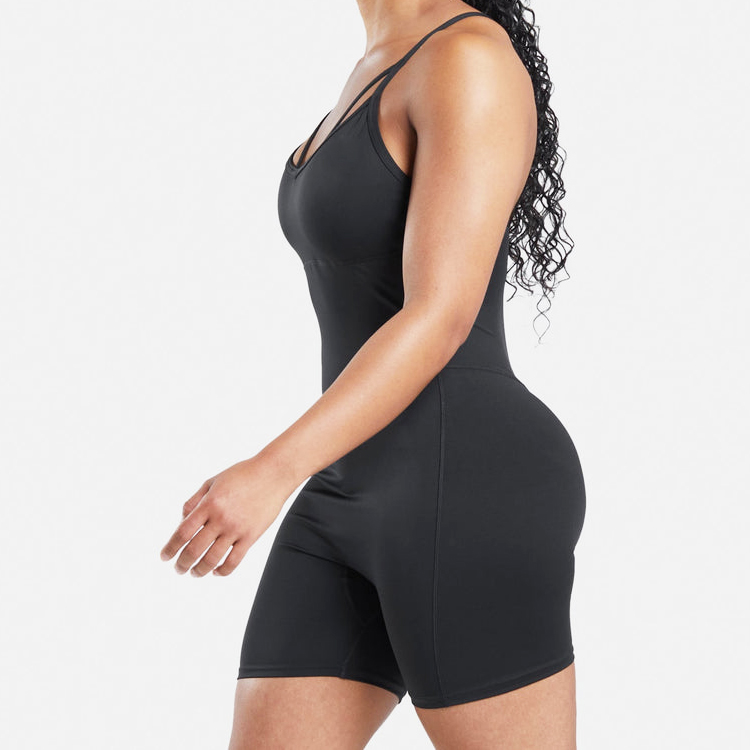 Wholesale Fitness Sexy Bodysuit Women Yoga Sport One Piece Slim Fit Shorts Jumpsuit detail pictures