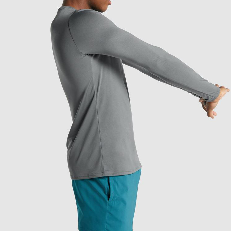 High Quality Running Fitness Slim Fit Polyester Sports Long Sleeve T-shirts For Men detail pictures