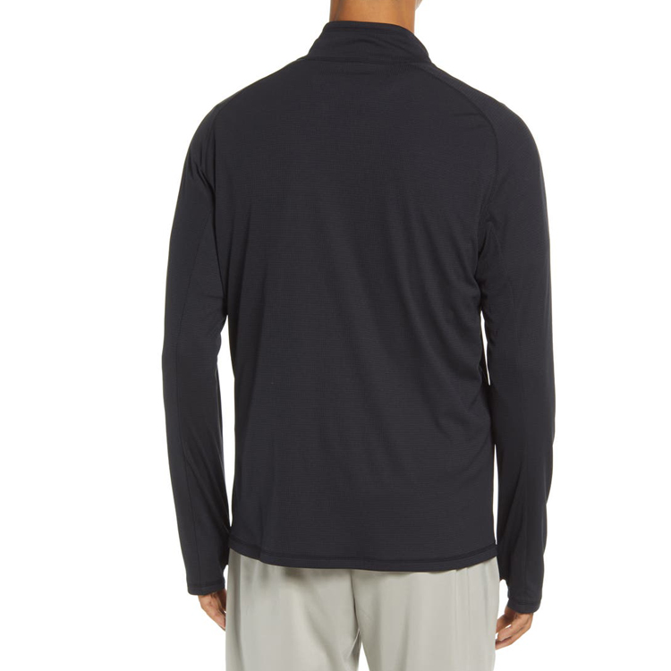 Lightweight Quick Dry Printed Logo Men Quarter Zip Long Sleeve Gym T Shirt With Thumb Hole detail pictures
