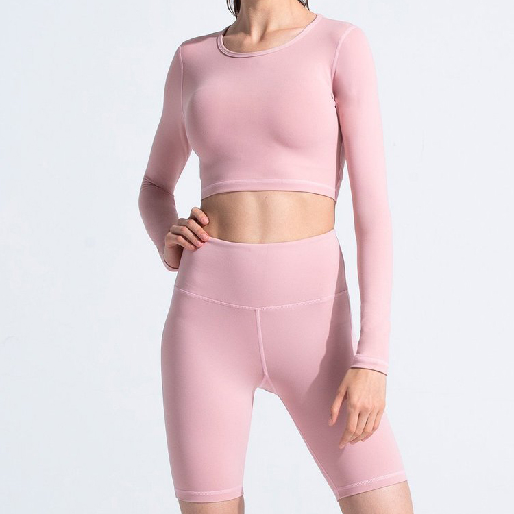 Top Quality Active Polyester Gym Crop Long Sleeve T Shirt Custom Logo For Women