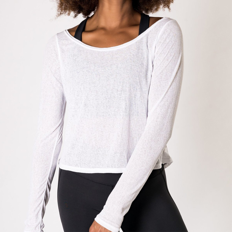 High Quality Breathable Athletic Plain Fitness Long Sleeve Women T Shirts Custom Printing detail pictures