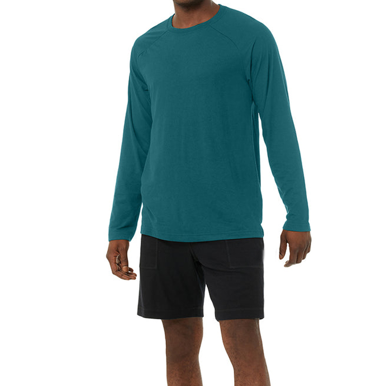 High Quality Workout Blank Custom Plain Mens Long Sleeve Gym Sports T Shirts detail pictures