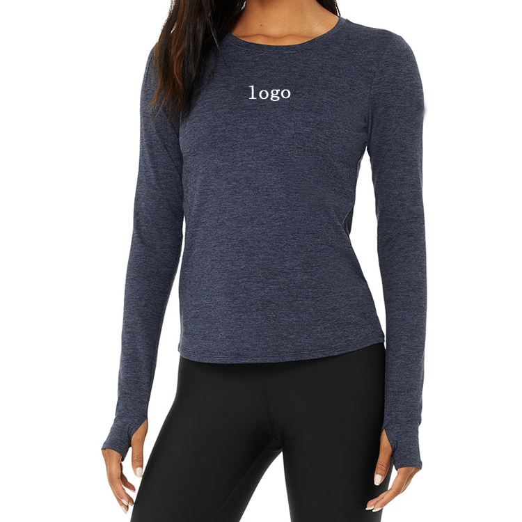 High Quality Plain Gym Long Sleeve Women Fitness T Shirts Custom Printing With Thumb Hole