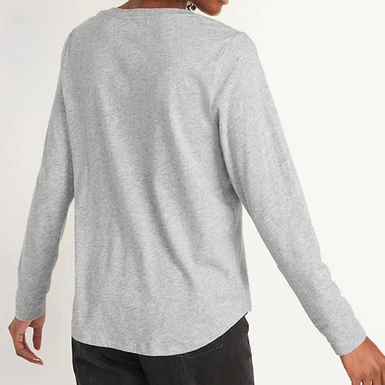 Ladies Wholesale High Quality Custom Logo V-Neck Long Sleeve Gym T Shirts For Women detail pictures