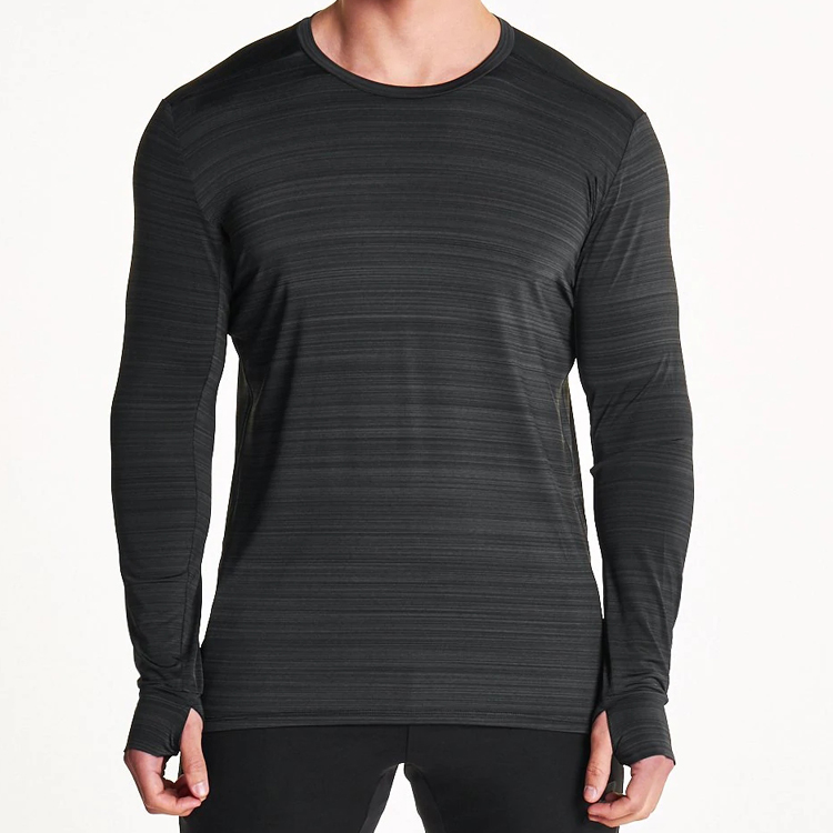 Custom Polyester Workout Men Gym Plain Long Sleeve T Shirts With Thumb Hole
