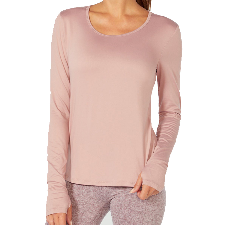 Breathable Custom Open Twist Back Long Sleeve Women Gym Sports T Shirts With Thumb Hole