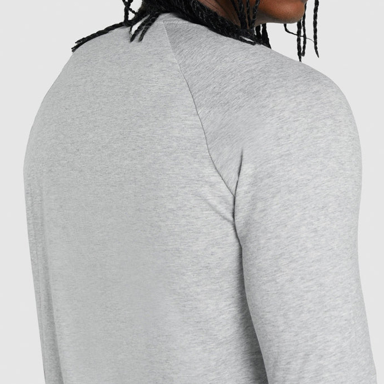 Factory Price Athletic Fitness Quick Dry Raglan Plain Gym Long Sleeve T Shirts For Men detail pictures