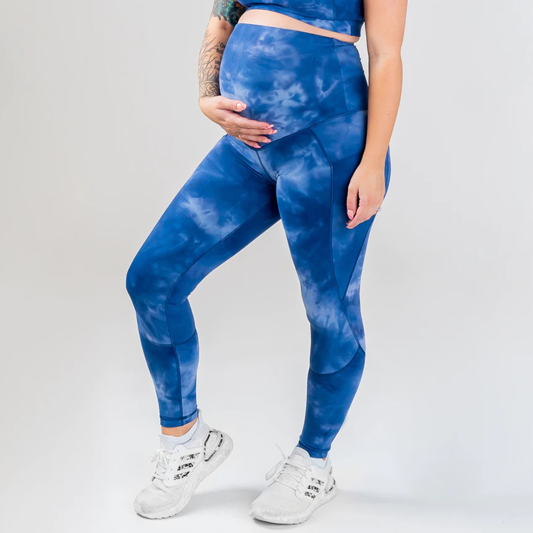 Eco Friendly Stretch Sports Gym High Waist Tie Dye Maternity Yoga Leggings For Women