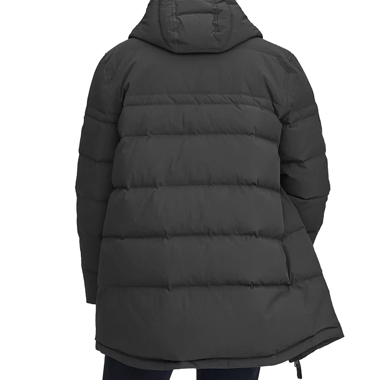 Wholesale 100% Nylon Full Zip Up Winter Long Down Puffer Coat For Men detail pictures